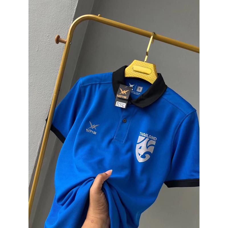 THAILAND National Football Soccer JERSEY CHEER Fan Vintage Version Quick Dry Shirt Polo Polyester Short Sleeve Uniform Elephant Logo Sport Outdoor