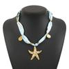 Vintage Starfish Floral Pendant Necklace Bohemian Charm Pendant Beaded Necklace  Beach Jewelry