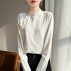 Premium Chinese Style Satin Jacquard Embroidered Diagonal Lapel Shirt for Spring and Autumn