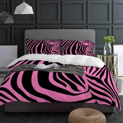 Set Biancheria da Letto 3 Pezzi Zebrato Nero Rosa Bambini Ragazzi Copripiumino Federa Set Letto Matrimoniale Tessile per la Casa