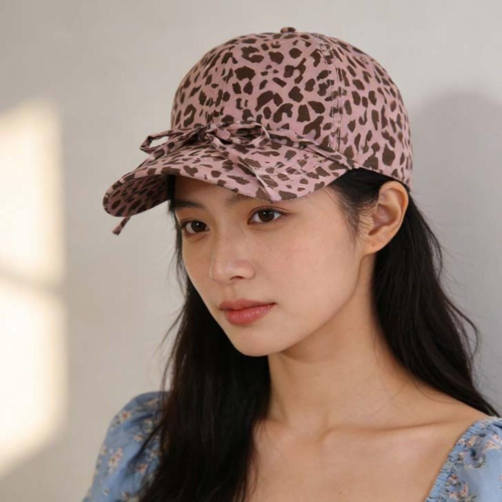 Sunscreen Leopard Print Bow Baseball Cap Sunshade American Style Casquette Cool Girls
