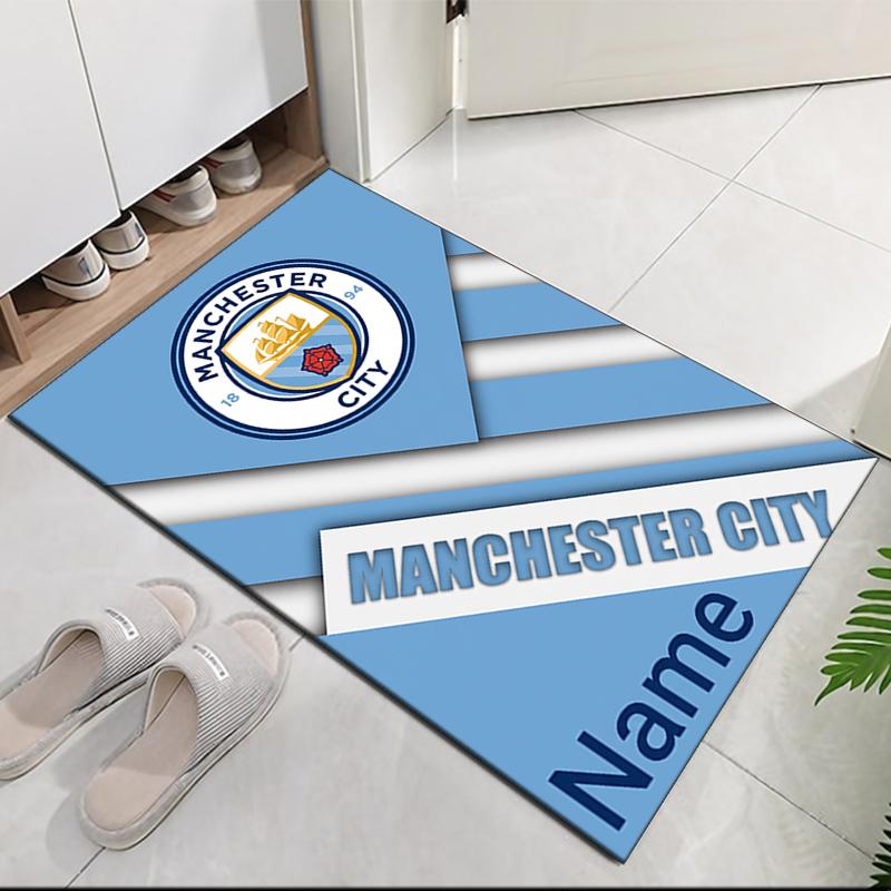 Custom Name Manchester City Printed Carpet Rug For Office Chair Living Room Bedroom Kitchen Room Decor Gifts