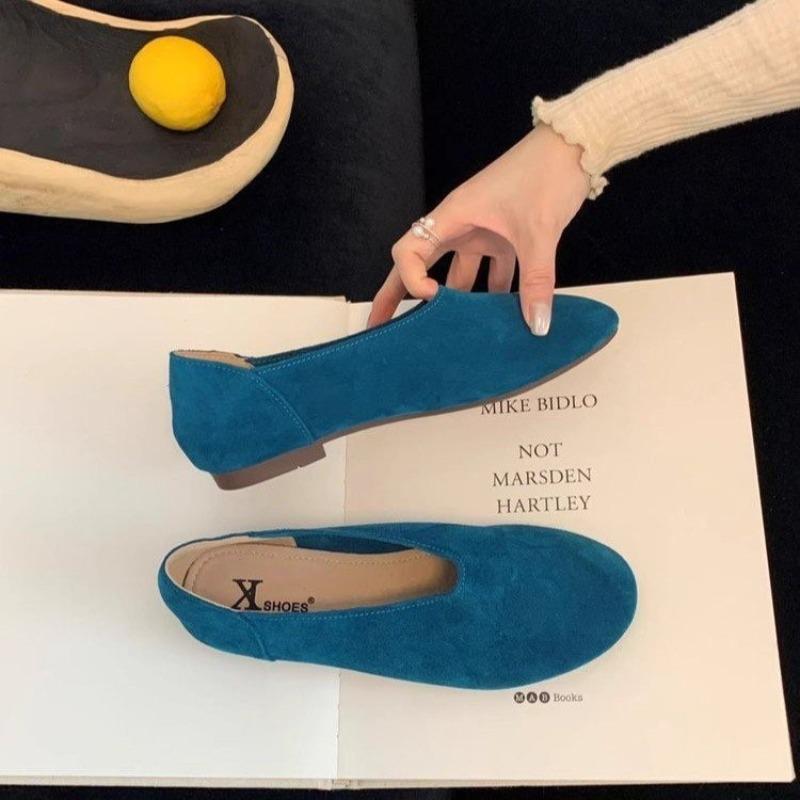 

Fashion Explosive One-foot Slip-on Flat-soled 2025 Spring and Summer New Casual Single Shoes Soft-soled Low-top Bean Shoes 35 синий