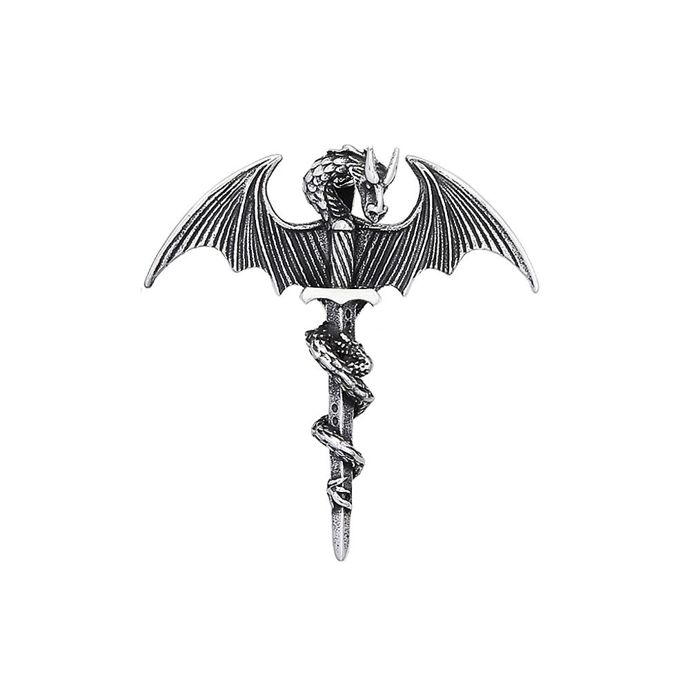 New Vintage Pterodactyl Holy Sword Shape Pendant Necklace Stainless Steel Hip Hop Biker Animal Party Jewelry Male  Gifts