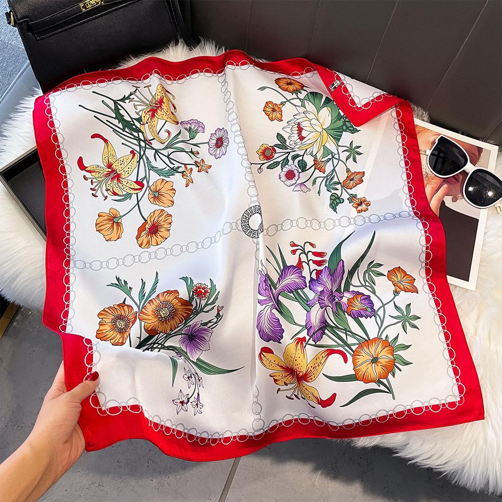 Paisley Floral Print Silk Square Scarfs For Women Decorate Neck Ties 70*70Cm Kerchief Lady Hijab Female Neckerchief Wraps Soft