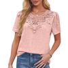T-shirt Décontracté à Manches Courtes pour Femme avec Dentelle et Découpes