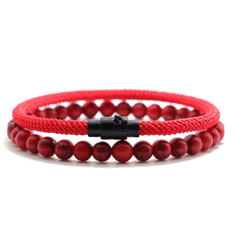 

2Pcs Matching Men Bracelet Set Natural Tiger Eyes Stone Braclet Homme Lucky Nylon Rope Braslet Pulseira Masculina Boyfriend Gift 18.5cm(7inch) красный