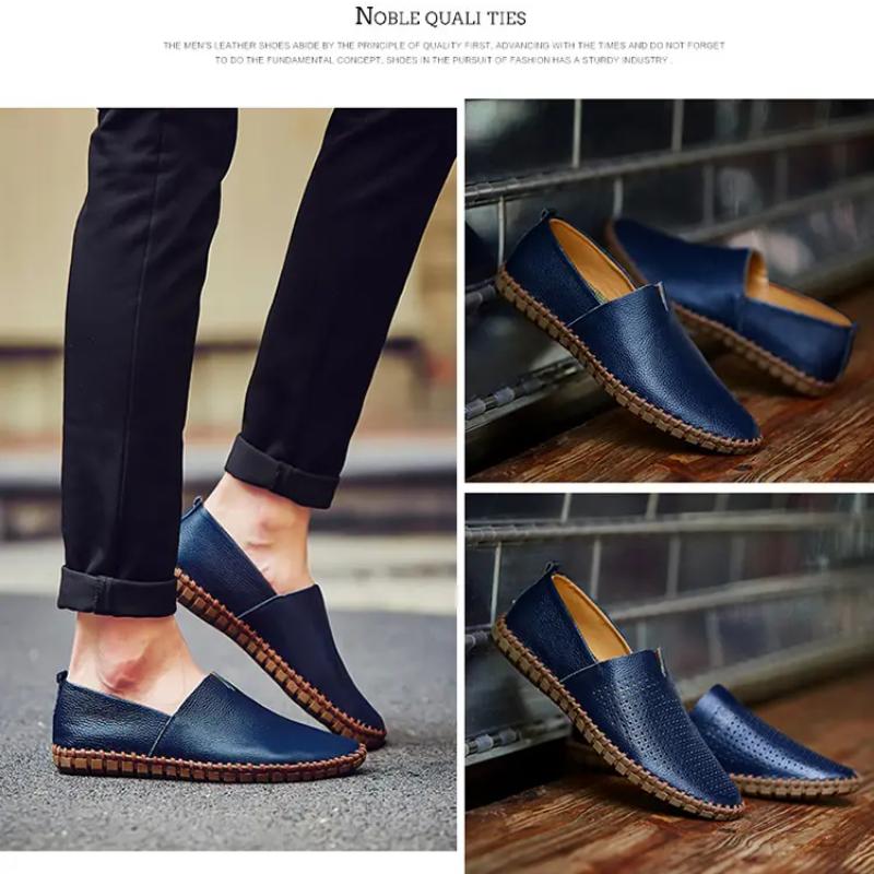 Men's Leather Casual Loafers Shoe Wedding Dress Shoes New Big Size Moccasins Shoes