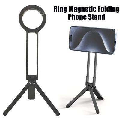 Legierungs-Telefonstativ mit Karabinerbefestigung für iPhone, tragbares doppelseitiges magnetisches Stativ, Tischhalterung, Telefon-Griffhalter