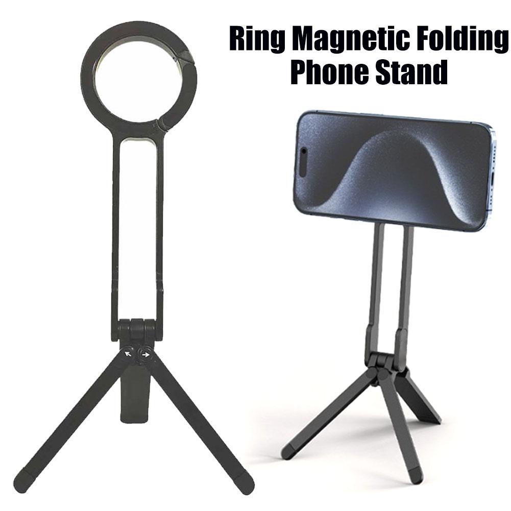 Alloy Phone Tripod Carabiner-Mounted For iPhone Portable Dual-sided Magnetic Tripod Desk Mount Phone Handle Holder