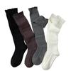 Autumn and Winter Floating Hollow Calf Socks, Warm Knitted Retro Grey Heavy Heavy Long Tube Autumn and Winter Pile Long Tube Cotton Socks