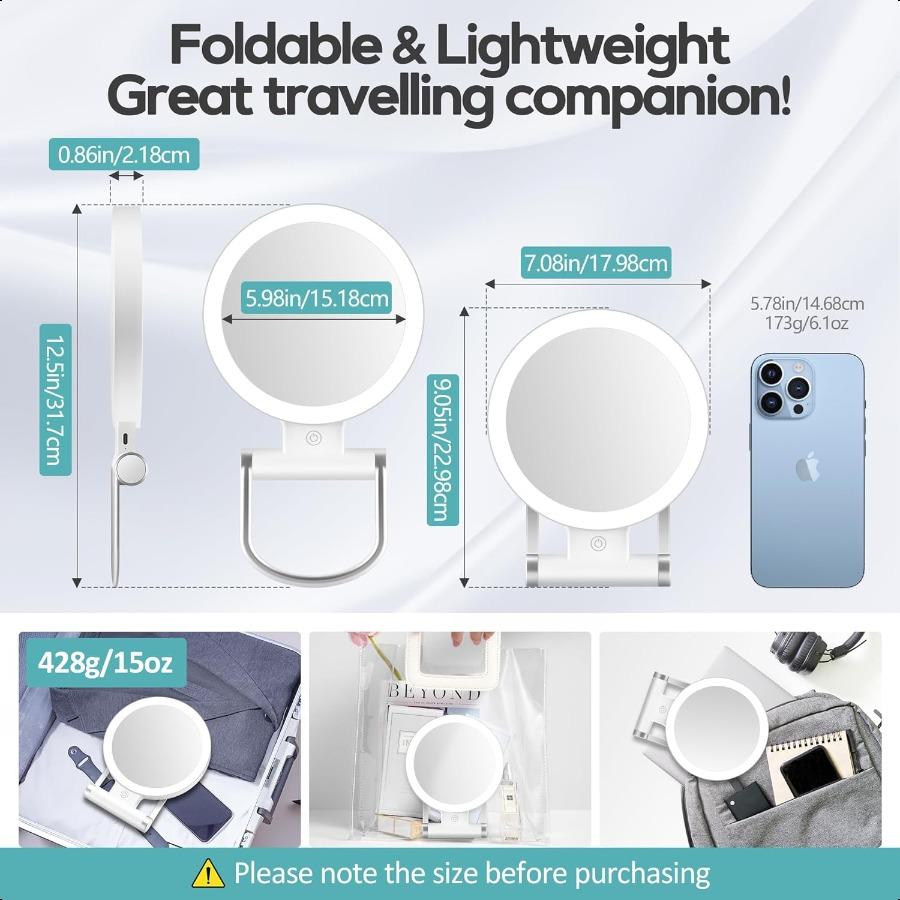 

Зеркало с подсветкой 30X Двустороннее 1X 30X Увеличительное зеркало для макияжа с пинцетом 2000 мАч 3 режима цвета с регулируемой United States