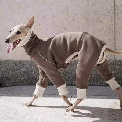 Dog Velvet Pajamas High Neck Dog Jumpsuit Stretchy Plush Pet Warm Sportswear Cold-Proof Breathable Pet Turtleneck Winter Clothes