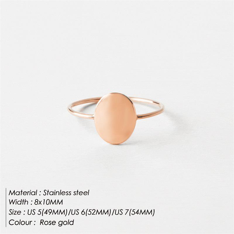 eManco Women's Gold-Plated Stainless Steel Geometric Oval Ring