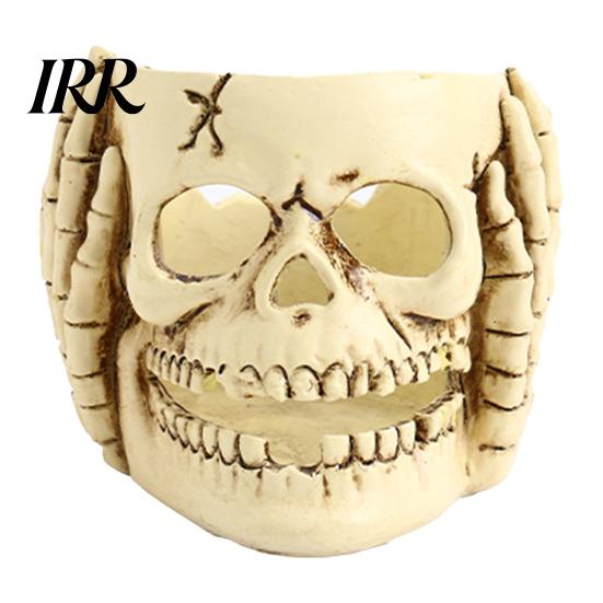 Realistic Halloween Ornaments Skull Candle Holder Decor, Resin Gothic Table Ornament, Spooky Shelf Durable Decorations Decor for Party Home, Trick or