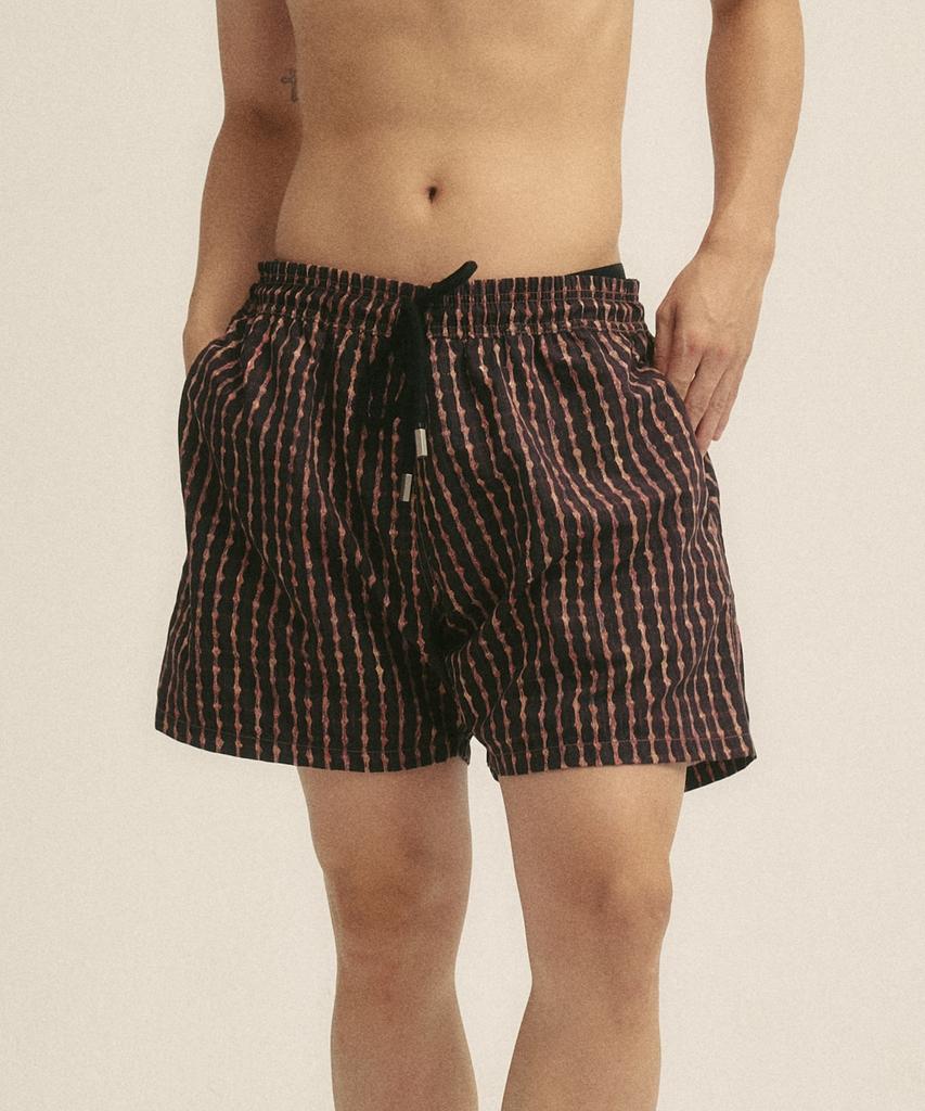 Billalei Espresso Stripe Men'S Swim Shorts - Dark Brown