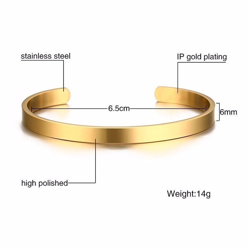 Vnox Kundenspezifisches Basic Klassisches Armreif für Herren Damen Glänzender Edelstahl Schlichter Manschettenarmreif Personalisierter Name Geburtstagsgeschenk