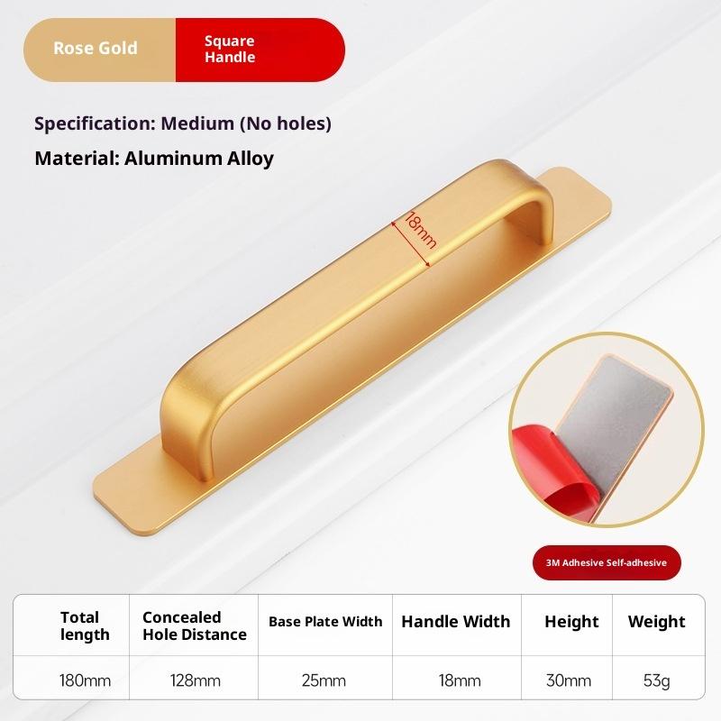 Aluminum Alloy Handle Glass Sliding Door Window Drawer Wardrobe Drill-free Push-pull Bathroom Sticker Door Handle