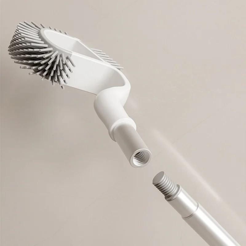 Vertical Silicone Toilet Brush with Bracket Long Handled TPR Bracket Set Household Artifact Bathroom Daily Cleaning Tool