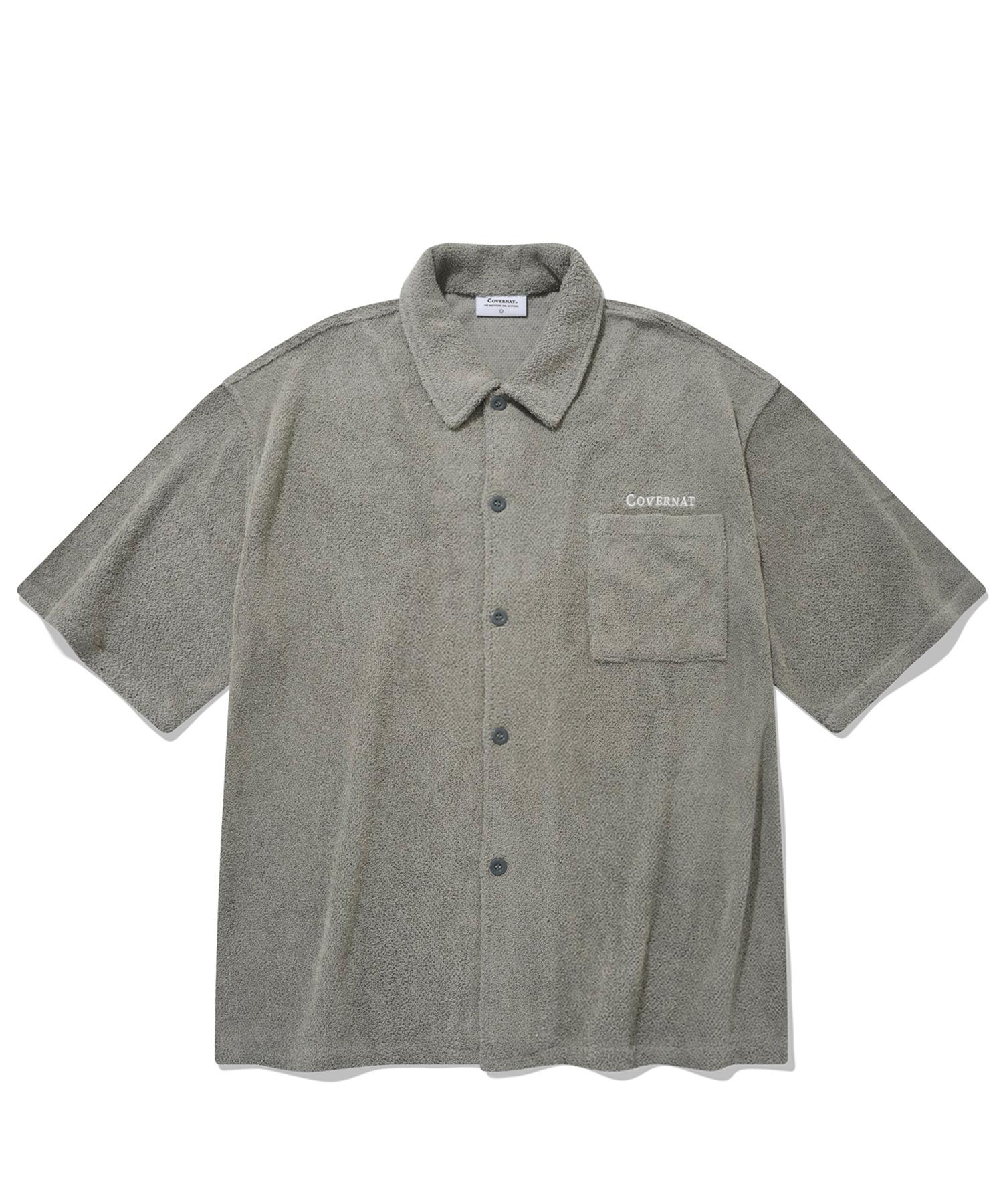 Covernat Terry Open Collar Shirt Gray S