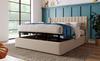 (=465758AAB)Storage Bed Upholstered Bed Hydraulic Double Bed 180x200cm, Wooden Slatted Frame, Bed with Slatted Frame Made of Metal Frame, Linen, Beige