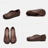 Johnature Retro-Echtleder, ausgehöhlt, atmungsaktiv, flache Schuhe, runde Zehen, lässige Damen-Slip-on-Schuhe