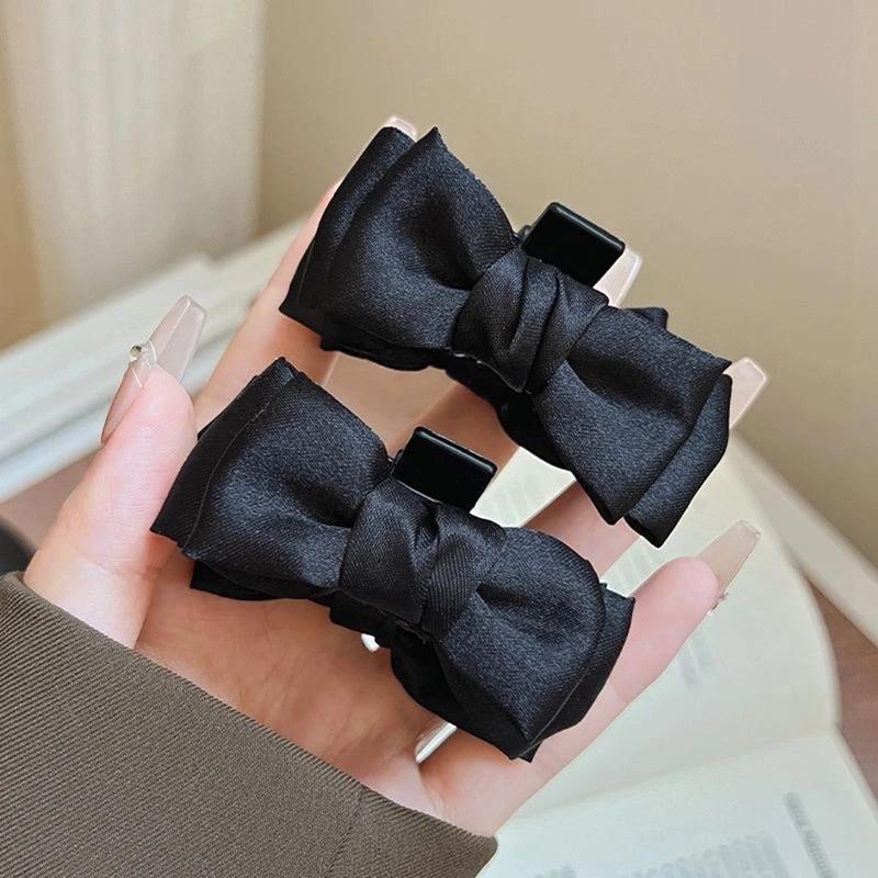 2 Stück Schwarze Schleife Kleine Haarspange Damen Mädchen Haarklammer Seitenclip Stirnfransen Haarstyling-Clip Süßer Kopfschmuck