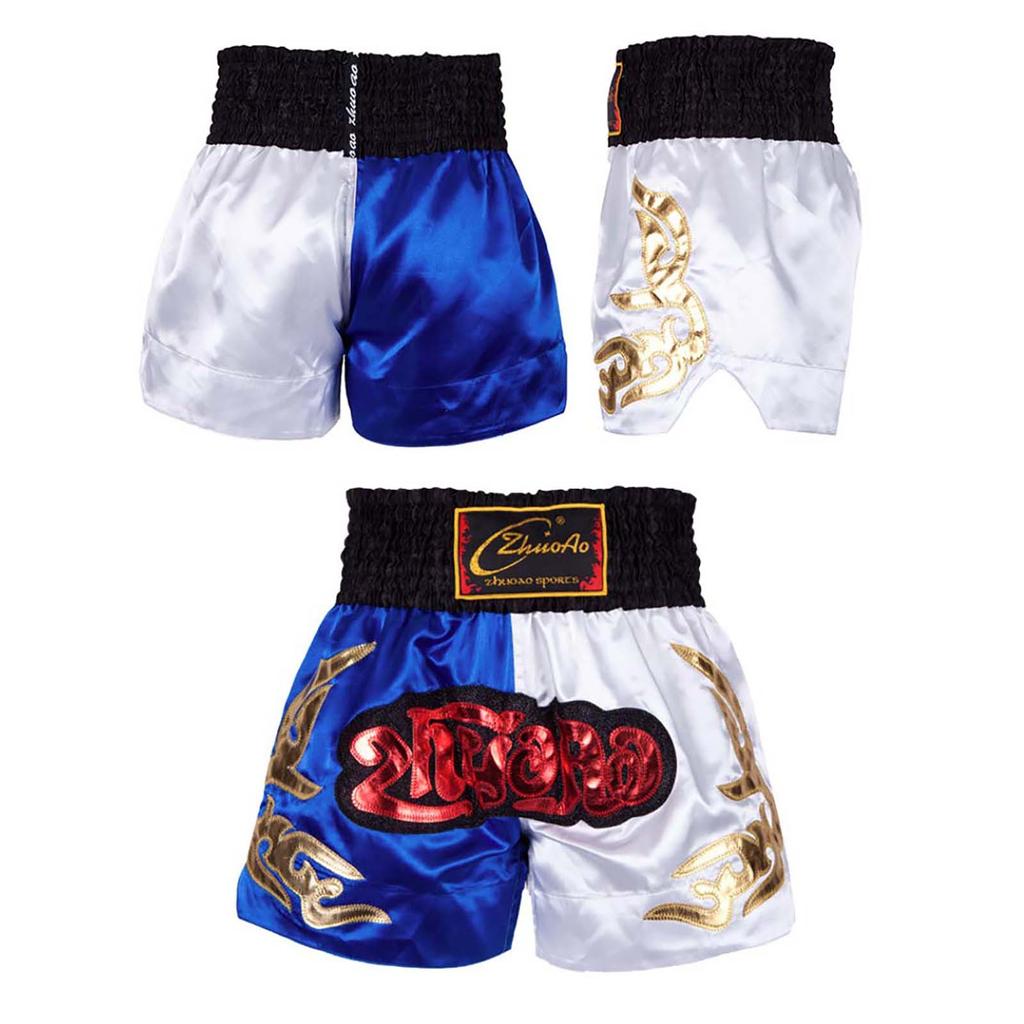 Kids Boy Color Block Patchwork Boxing Shorts Wide Elastic Waistband Side Slit Training Shorts
