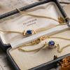 Inspired Design  Inlaid Blue Gem Cuban Chain Jewelry Sets Fashionable And Exquisite Necklace Jewelry Bracelet For Women