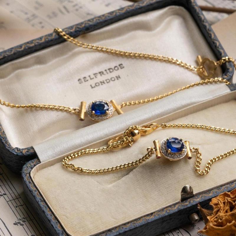 Inspired Design  Inlaid Blue Gem Cuban Chain Jewelry Sets Fashionable And Exquisite Necklace Jewelry Bracelet For Women