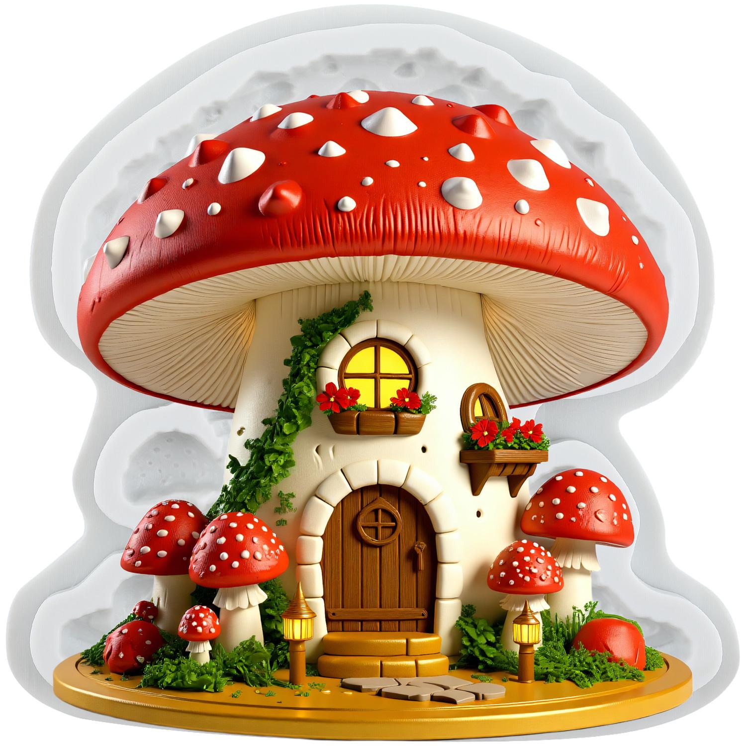 

Силиконовая форма «Грибной домик», грибные формы для мастики, инструменты для украшения торта, топпер для кекса, конфеты, сахарная мастика, полимерная глина серый