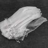 500Pcs White Drawstring Organza Folding Hand Fan Pouch Party Wedding Favor Gift Bags