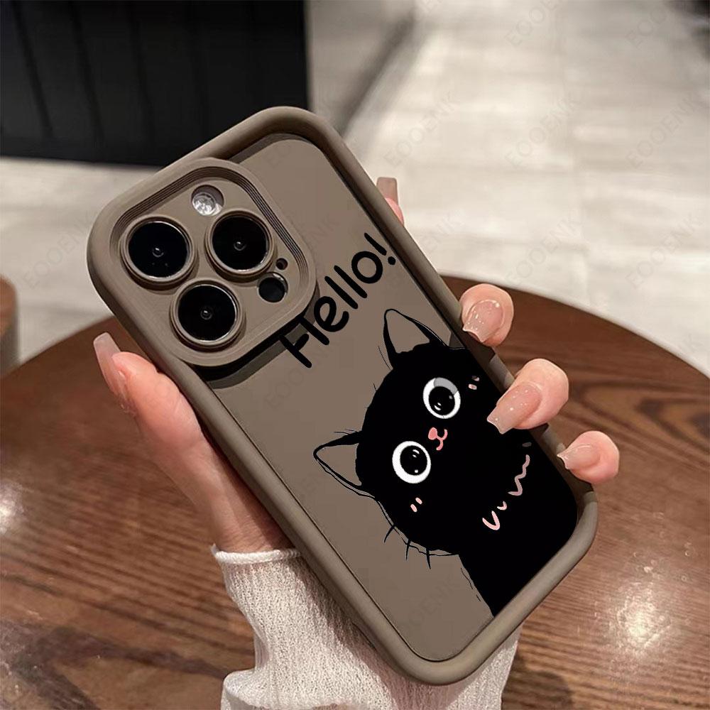 Cute Cartoon Cat Soft Phone Case For iPhone 15 14 13 12 11Pro Max Cases iPhone XS Max Mini XR X 7 8 Plus SE Shockproof Cover