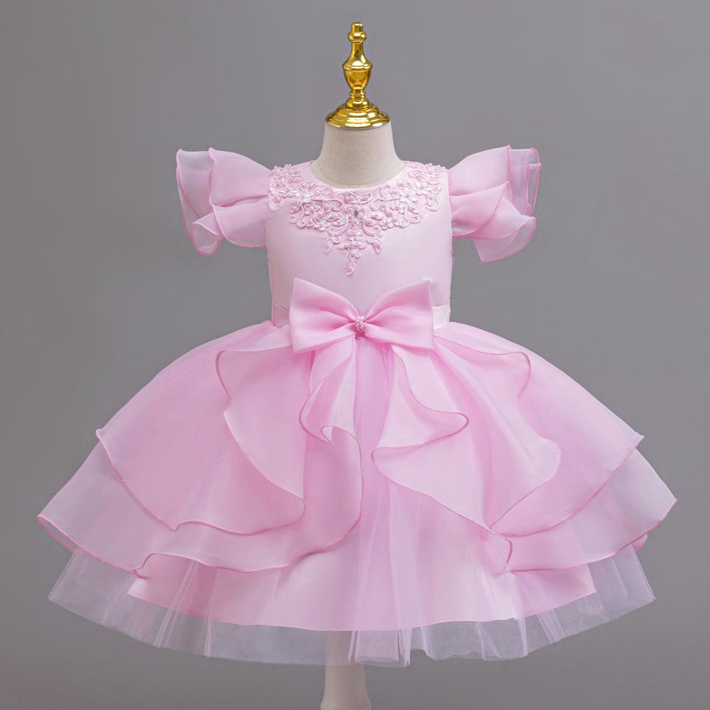 Красное formalное платье-принцесса для девочек - Элегантный костюм для дня рождения и выступлений 120cm розовый