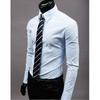 New Spring and Autumn Fashion Leisure Business Simple Polo Collar Long Sleeve Solid Color Slim Fit Men's Inch Shirt