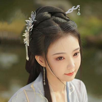 Acetate Flower Pendent Braided Hairpins Tassel Korean Hair Clip Leaf Pendent Women Hairpins Hanfu Hair Sticks Chinese Hair Fork