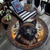 Wolf Chief Round Area Rug,Carpet Rug for Living Room Bedroom Sofa Playroom Decor,Non-slip Floor Mat