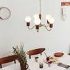 Chende Pendant Light Chandelier Retro Wood Brass LED Compatible 5 Lights Nordic Interior Ceiling Light Fixture Stylish Classic Antique Dining Room