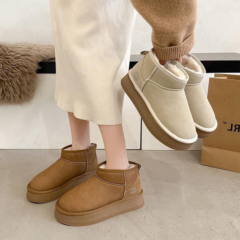 Botas de Neve Femininas Leves de Salto Grosso, Inverno, Isoladas, Forradas com Lã, Antiderrapantes, Casuais, Esportivas, de Camurça e Algodão