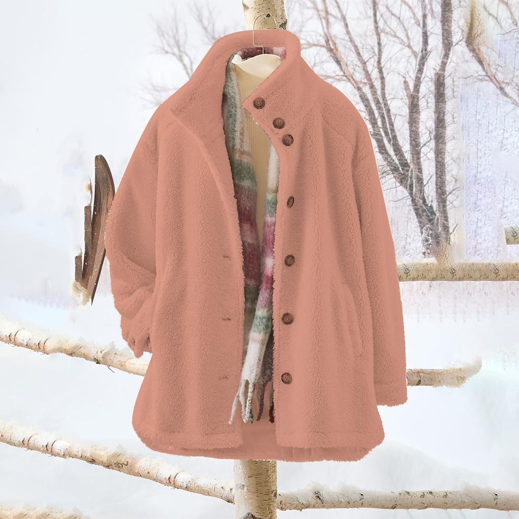 Women's Oversized Cardigan Sweatshirt With Button-Down Collar In Solid Color