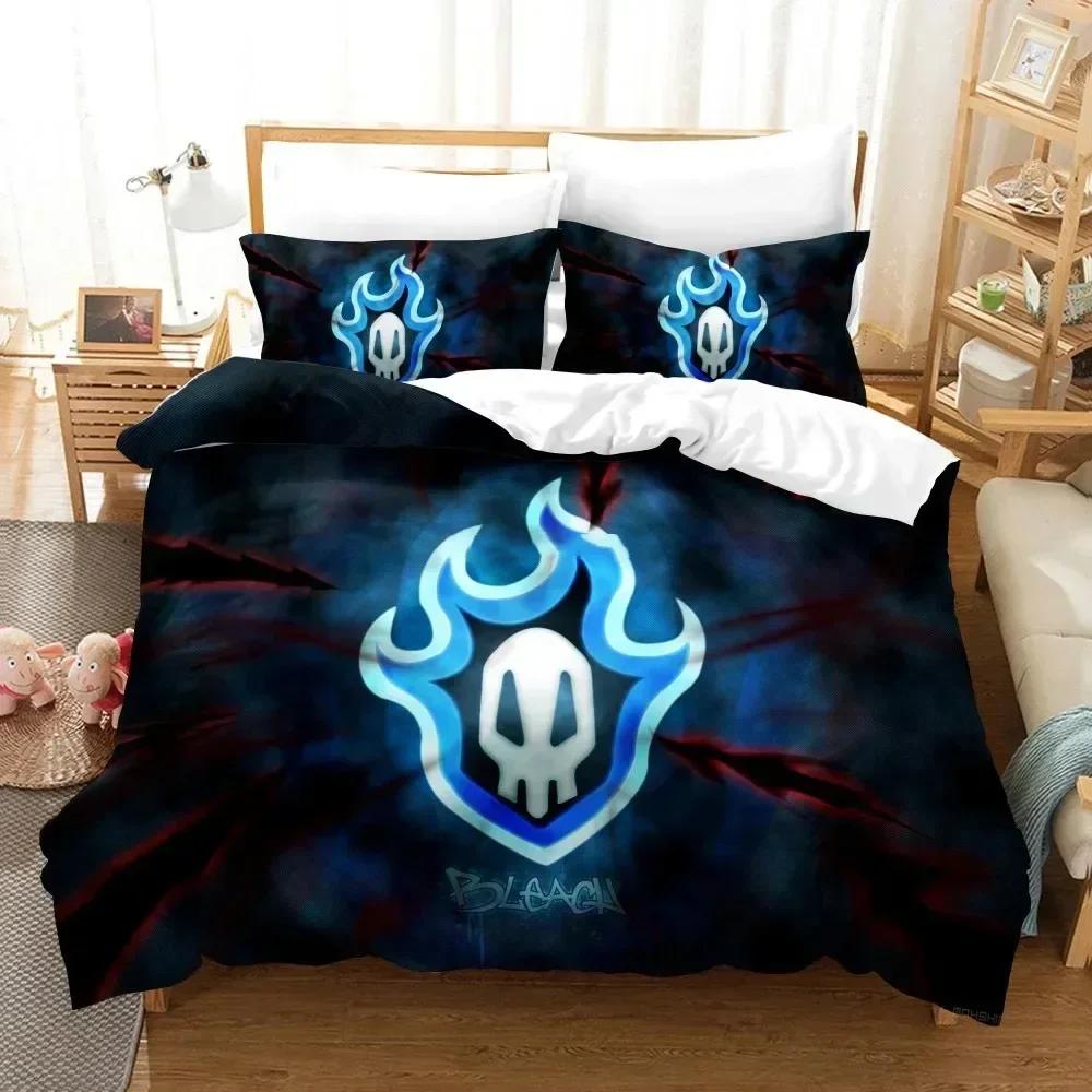 Anime Bleach Toushirou Ichigo Bedding Set Duvet Cover Sheet Printed Bed Set Pillowcase Full Queen King Size Comforter Bedroom