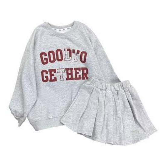 

Спортивный костюм для девочек 2024 г.: Комплект из двух частей в корейском стиле с короткой юбкой на весну и осень 120 серый