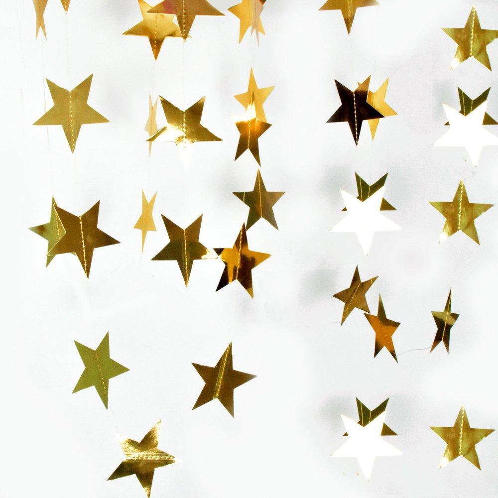 

1PC 4m/157.48inch Shining Star Paper Drop Garland Banner Gold Silver Bunting Banner For Shower Room Wedding Hanging Decoration 4m золотий