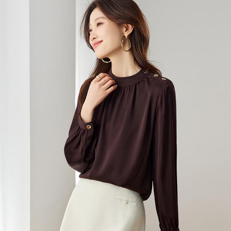 Srcr Women s 18 Momme Silk Long Sleeve Blouse 2XL