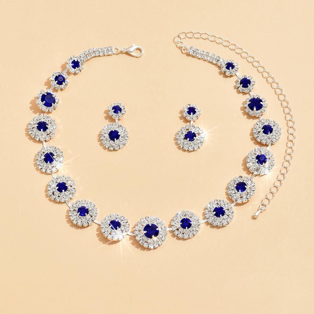 BLINGBAY Women's Jewelry Set Cute Rounded Romantic Wedding Bridal Accessories Rhinestones Elegant Bracelet Necklace Set Women's Modern Jewelry Gift