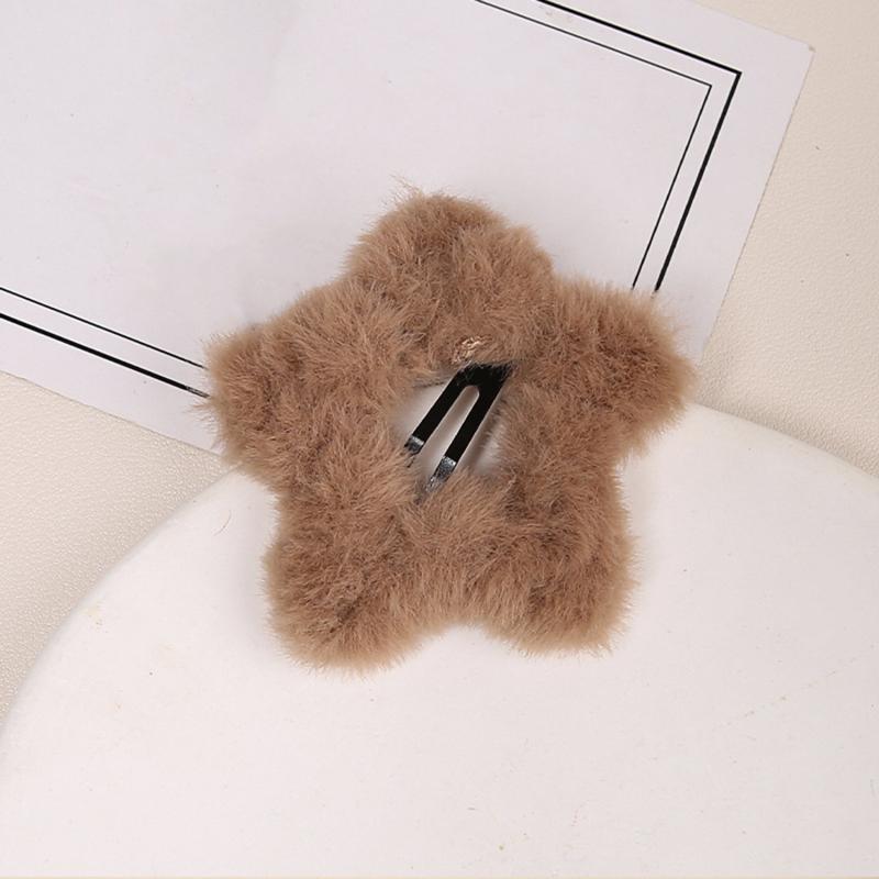 Lot de 5 épingles à cheveux en forme d'étoile pour femme, accessoires de coiffure, mignons et flous, pour l'automne et l'hiver