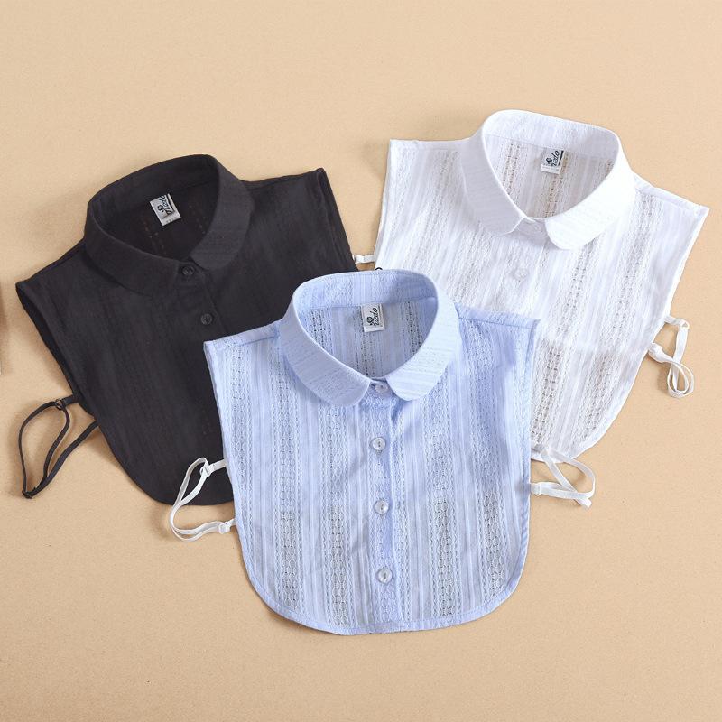 Vintage Stand Fake Collar Shirt Women Lace Lapel Detachable Collars For Women Black False Collars Woman Half Shirt Blouse
