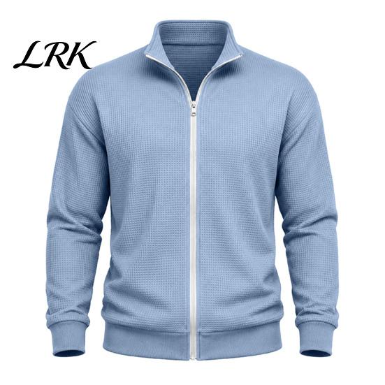 Klassischer Amerikanischer Stil Herren Außenbekleidung Waffelstrick Reißverschluss Jacke, Langarm Umlegekragen Moderne Truckerjacke Lässiger Cardigan Sweatshirt,