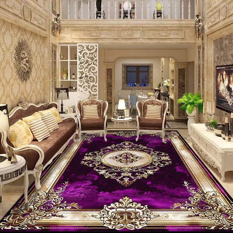 European Retro Floral Large Carpet for Living Room Luxury Decoration Rug Non-slip Bedroom Cloakroom Washable Soft Mat Floor Mats