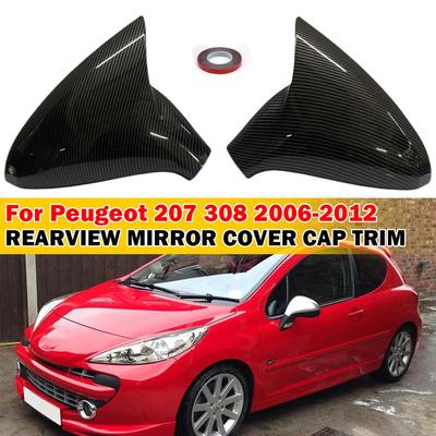 Paar Auto Seitentür Rückspiegelabdeckung für Peugeot 207 2006-2014 308 2006-2013 Spiegelkappe Außenhülle Verkleidungsschale